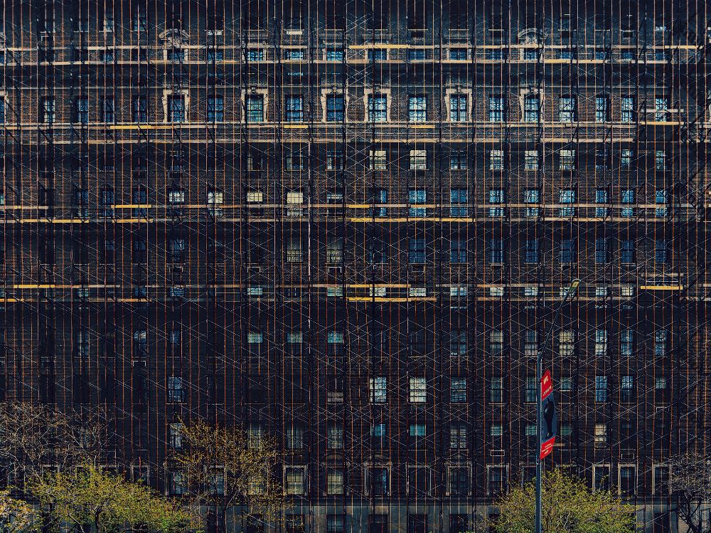 NYC building with scaffolding for facade inspection